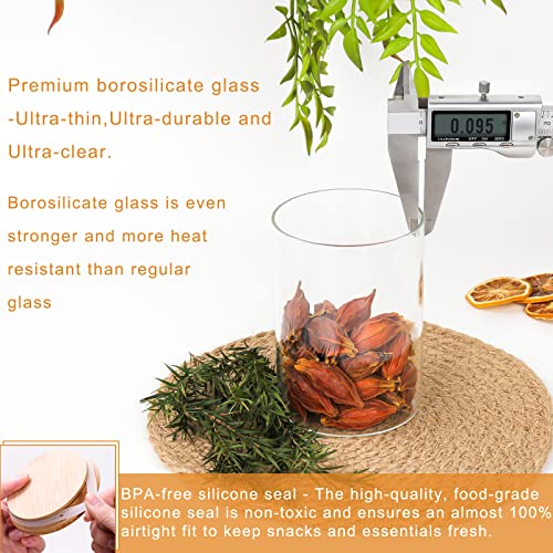 DHSBTLS 15 Pack 10 oz Glass Jars With Bamboo Lids for Kitchen, Pantry | 300 ml Pantry Organization Jar, Glass Terrarium with Lid, Spice, Flour and Sugar Container, Canister Set for Kitchen Counter - size: 10 fl oz (15 pcs)