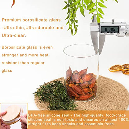 DHSBTLS 8 Pack 30 oz Glass Jars with Airtight Bamboo Lids for Kitchen | 890ml Pantry Organization Jar, Glass Terrarium with Lid, Spice, Flour and Sugar Container, Canister Set for Kitchen Counter