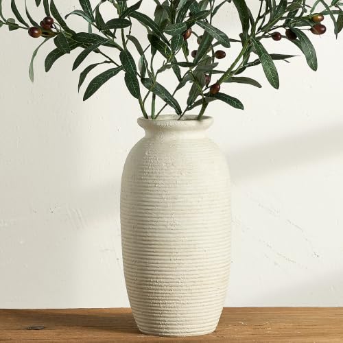 Ceramic Flower Vase, 12.5" Large Rustic Farmhouse Vases Home Decor Tall Pottery Decorative Pampas Vase for Table Living Room Entryway Mantel Bookshelf Bedroom Bathroom Kitchen - W - color: 12.5" - W