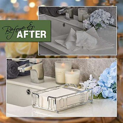 Guest Towel Holder Tray for Bathroom Countertop, Silver Metal | Guest Bathroom, Powder Room & Vanity Use - color: G - Silver Guest Towel Holder Tray, size: Guest Towel Holder
