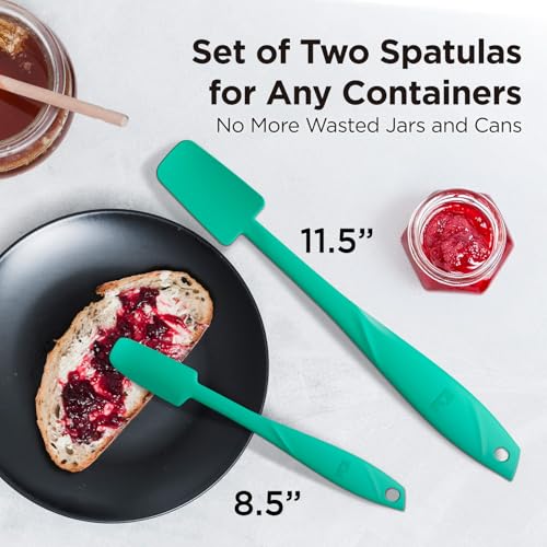 Kitchen Mama WaltzGrip Platinum Silicone Jar & Can Spatula Set, Teal | Heat-Resistant, Dishwasher Safe, Ergonomic Grip, Perfect for Mixing and Scraping, Nonstick Cookware - color: Teal