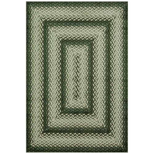 Maples Rugs Marion Bohemian Braided-Style Print Area Rug – Made in USA – Low Pile, Non-Slip, Pet-Friendly Indoor Rug for Bedroom, Living Room & Office, 5' x 7', Green - color: Green, size: 4'9" x 7' (Rectangular)