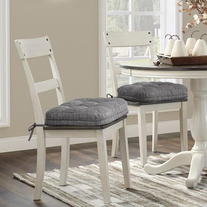 Shinnwa Kitchen Chair Cushions Set of 4, Dual-Layer Memory Foam Dining Chair Cushions, Patented Design Seat Pads with Ties, 16.5 x 16.5 x 3.5in, 4 Pack, Grey - color: Grey, size: 4 Count (Pack of 1)