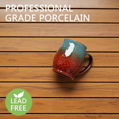 Bosmarlin Extra Large Ceramic Coffee Mug, 24 Oz, Dishwasher and Microwave Safe, Big Oversized Tea Cup, Reactive Glaze (Blue&Red) - color: Blue&Red