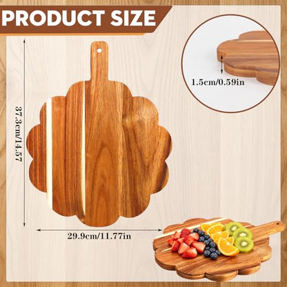 5 Pcs Acacia Wood Scalloped Cutting Board Wood Bulk Decorative Cutting Boards for Kitchen Unique Cutting Board Bulk for Bread Meat Cutting Boards Fruit Cheese Pizza Crafts Rustic Wall