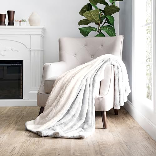 Merit Linens Faux Fur Tie Dye Throw Blanket - One Size Light Gray - color: Faux Fur Light Gray
