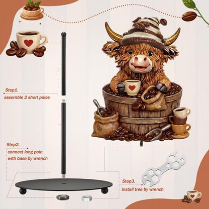 Coffee Beans Highland Cow Paper Towel Holder Coffees Kitchen Decor Farmhouse Metal Highland Cow Bar Accessories Stand with Round Base for Home Bathroom Countertop Toilet Caffee Lover Gifts - style: Coffee Beans