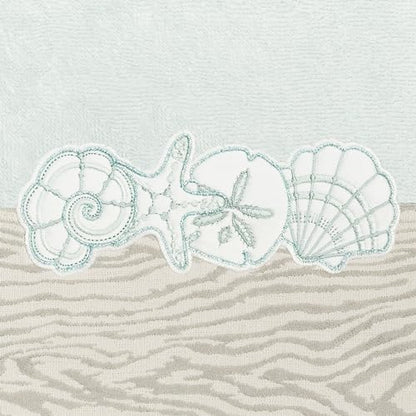 Seaside 4-Piece Luxury Towel Set, Sparkling Seashell Applique, Plush Turkish Cotton, Durable & Quick Dry, Nautical Bath Ensemble, 2 Bath 2 Hand Towels, Aqua - color: Aqua, size: 2 Pcs Bath 2 Pcs Hand Towel