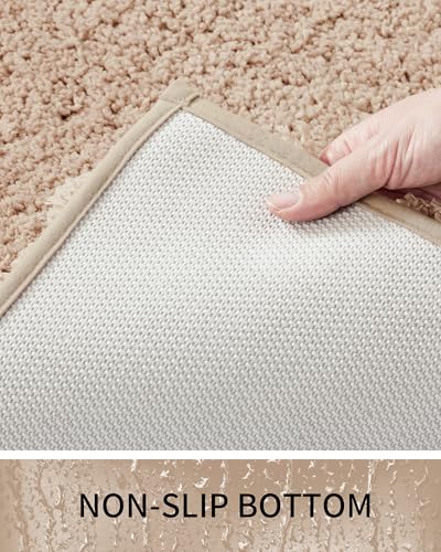 Toilet Rugs U-Shaped Mat 24x22, Contour Bathroom Mat - Ultra Soft & Absorbent Microfiber, Quick-Dry, Machine Washable with High Density Foam Latex Non Slip Backing, Beige - color: Beige, size: 24" X 22"(Toilet Rug)