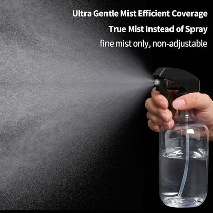 Cleaning Spray Bottles for Plants Misters Inside, 2 Pack 16.9 oz Squirt, Water Spray Bottle Mist Sprayer, No Leak Hair Mister Empty with Adjustable Nozzle (Transparent) - color: Transparent bottle+black nozzle, size: 16.9 oz