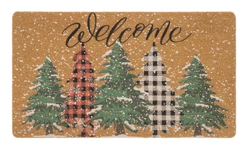 Pine-Tree Winter Welcome-Door-Mat Outdoor-Entrance Christmas Non-Slip Front-Door Porch Door-Mats 17"x29" - color: Brown