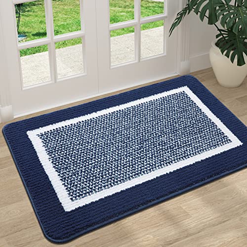 Colorxy Indoor Door Mat, Non-Slip Absorbent Resist Dirt Entrance Mat, Sturdy Low-Profile Inside Floor Mats, Washable Front Entry Doormats for Entryway, 30''x17'', Navy - color: Navy, size: 30''x17''