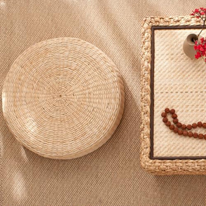 BENBOR Tatami Cushion - Round Straw Weave Handmade Pillow, Breathable Seat Cushion for Floor, Yoga, Home & Garden, Comfortable Sitting Pillows 45cm