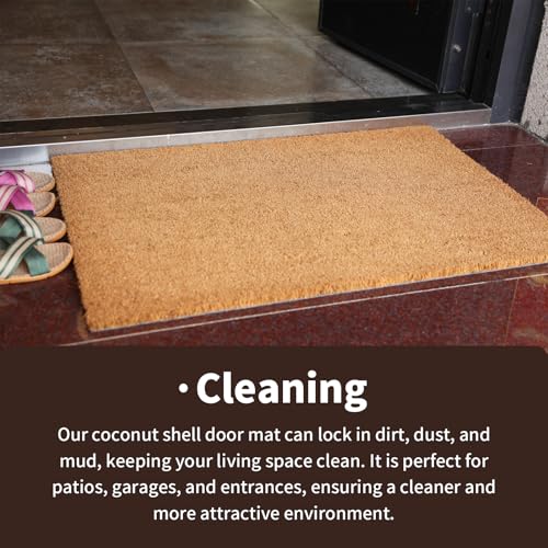 Coco Coir Door Mat with Heavy-Duty，Welcome doormats，Dirt Trapping Entry Mat，Weather Resistant,Non-Slip Outdoor Door Mats，43 * 76 cm，PVC Backing