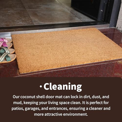Coco Coir Door Mat with Heavy-Duty，Welcome doormats，Dirt Trapping Entry Mat，Weather Resistant,Non-Slip Outdoor Door Mats，43 * 76 cm，PVC Backing