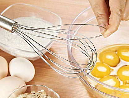 10" Stainless Steel Whisk - Multifunctional Kitchen Whisk with Egg Separator