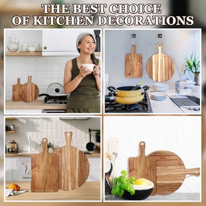 Hsei 2 Pcs Acacia Wood Cutting Boards Charcuterie Board | with Handles, Charcuterie Boards for Cheese, Meat Bread, Steak, Round, Rectangle, Decorative Serving Boards - size: 16x12, 13.7x7.01 inch, style: Vibrant