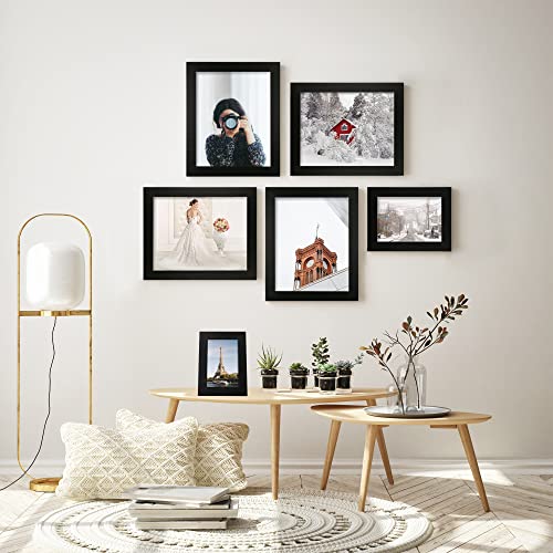 iRahmen 5x7 Picture Frame Set of 4, Black Wooden Frame with High Definition Glass, 5 x 7 Photo Frames for Tabletop Display and Wall Mounting - color: Black Woodgrain, size: 5X7