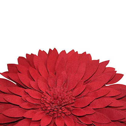 Contempo Lifestyles 3D Daisy & Sunflower Decorative Pillow - Couch & Bed Flower Shaped Pillow (14.5" Flower, 13" Pillow with Insert, Burgundy) - color: Burgundy