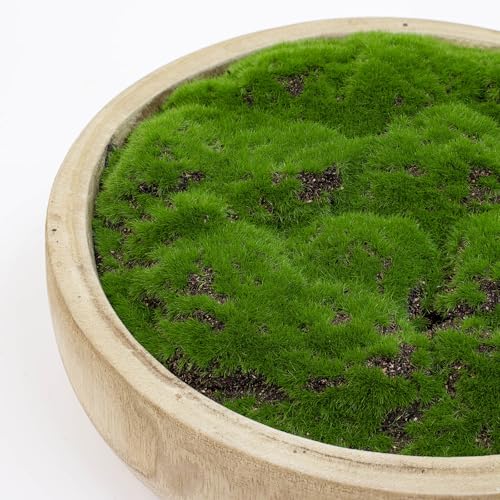 NAHARO Moss Wood Bowl, Natural Round Decorative Dough Bowl, Artificial Moss Centerpiece for Wedding Table, Home Decoration, Living Room, Office, No Maintenance