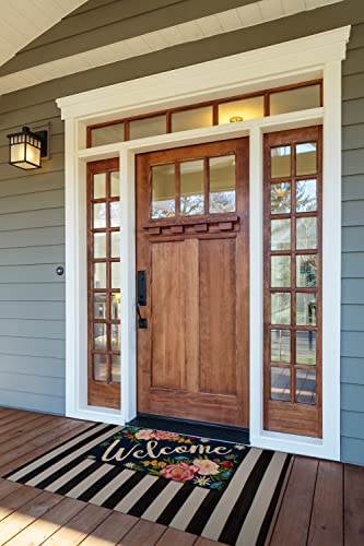 DII Natural Coir Doormat Outdoor Welcome Mat, 17x29, Roses - color: Roses
