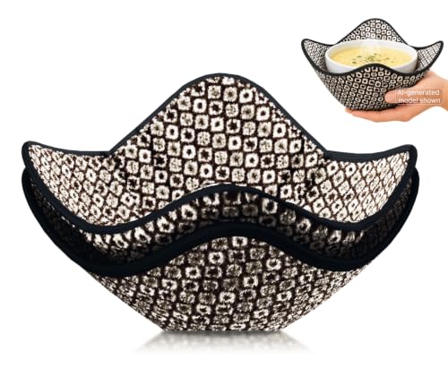Set of 2 Microwave Bowl 4x7x7 Inch Polyester Cloth Hot Pads with Black and White Color - Holder Microwavable Pot for Food - Ramen Soup or Pot Cozy - Multipurpose Heat Resistant Plate Holders - color: Color 25