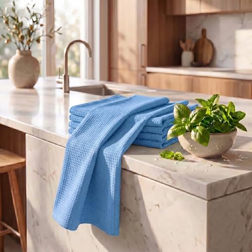 Urban Villa Kitchen Towels Cotton Dish Towels 20”x30” (Set of 6) Sky Blue - color: 071 Sky Blue, size: 18" x 28" (Set of 6)