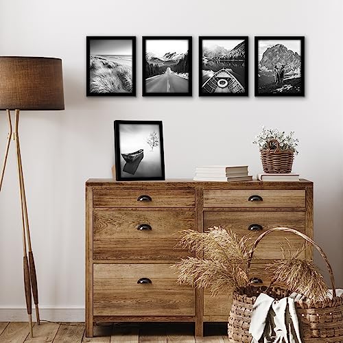 Americanflat 8x10 Picture Frame 5-Pack - Slim Molding - Black | Polished plexiglass front, wall or tabletop display with included easel, sawtooth hangers included, secure turn-tab backing - color: Black, size: 8x10