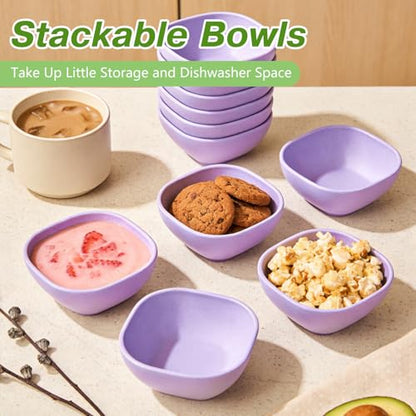 SHECIPIN 12 Pack Unbreakable Dipping Bowls, 4.5 OZ Soy Sauce Dishes，dipping sauce cups，small bowls for dips (Elegant purple) - color: Elegant purple