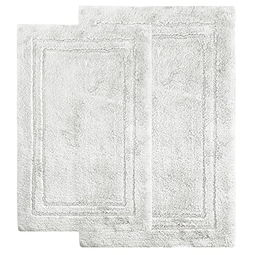 Cotton Bath Rug Set, Area Rugs for Bathroom Decor, Washable and Non-Slip Rugs, Hardwood Tile Floor Cover, Kitchen Accent Rugs, Non-Skid Latex Backing, 20" x 30", 24" x 36", White - color: White, size: 20" x 30", 24" x 36" - Rectangle