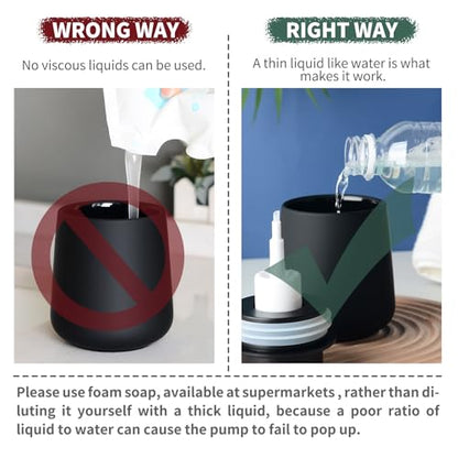 Bosilunlife 12Oz Ceramic Foam Soap Dispenser for Bathroom Kitchen Counter | Premium countertop foam pump creates delicate dense foam, stable desktop placement, Rubber Paint Black - color: Rubber Black