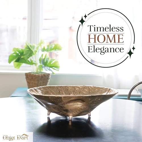 OBJET D'ART Emory Decorative Round Gold Bowl, Set of 2 | Accent Decor, Living Room, Ottoman, Coffee Table, Candles, Liquor, Centerpieces, Great for Entertaining and Everyday Use