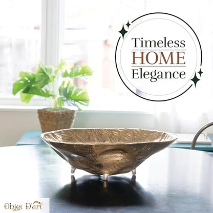 OBJET D'ART Emory Decorative Round Gold Bowl, Set of 2 | Accent Decor, Living Room, Ottoman, Coffee Table, Candles, Liquor, Centerpieces, Great for Entertaining and Everyday Use