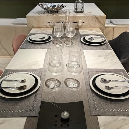 Placemats Set of 4 for Dining Table with Hollow Edge Design- Table Mats 12x 18 Inch, Cloth Place mats Machine Washable (Grey 4pcs) - color: H-grey, size: 4 pcs