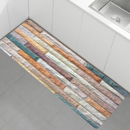 Non-Skid Low Pile Sponge Foam Door Entry Rug for Bathroom Mat,Separate Tub Shower Skid Proof Rugs, Home 3D Optical Illusion Rug Non Slip Bath Mats Welcome Mat 47 x 17.5 inches - color: Multi14