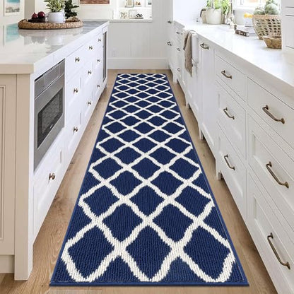SHACOS Kitchen Runner Rugs 2x6 ft Washable Rug Runner Dirt Trapping Non Slip Rubber Backing Hallway Entryway Runners Laundry Room Floor Carpet Mats, Navy Blue - color: Navy Blue, size: 2' x 6'
