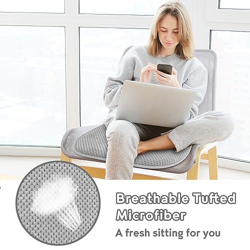 Kitchen Chair Cushions for Dining Chairs Thin Non Slip Chair Pads | Silver Grey 17x15 U Shaped Washable Soft Thick Memory Foam Large Office Metal Wooden Outdoor Patio Chair Cushions - color: Silver Grey