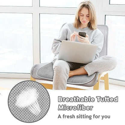 Kitchen Chair Cushions for Dining Chairs Thin Non Slip Chair Pads | Silver Grey 17x15 U Shaped Washable Soft Thick Memory Foam Large Office Metal Wooden Outdoor Patio Chair Cushions - color: Silver Grey