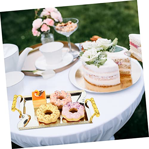 STOBAZA Metal Dessert Tray with Handle Decorative Fruit Serving Platter 12-inch Food Organizer for Parties Cafes and Restaurants for Desserts and Snacks