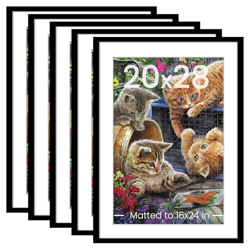 upsimples 20x28 Picture Frame, Gallery Wall Frames Set of 5, Black | Poster Frame Collage Wall Decor, 16x24 Picture Frame with Mat for Family, Puzzle, Hallway, Christmas - color: Black, size: 20x28