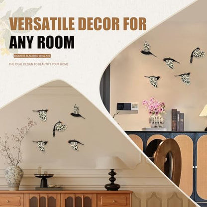 Wooden Bird Wall Decor Set of 5, Scandinavian Folk Art Flying Bird Wall Art, Lightweight Boho Wall Hanging for Living Room Bedroom Hallway Nursery