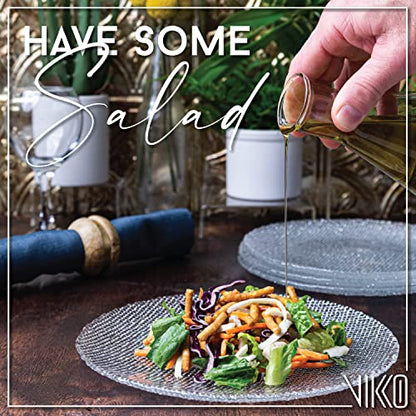 Vikko Elegant Textured Glass Plates - Set of 4 Stackable Salad & Dessert Plates, 8.5 Inch, Dishwasher Safe - style: Set of 4 8.5" Plates