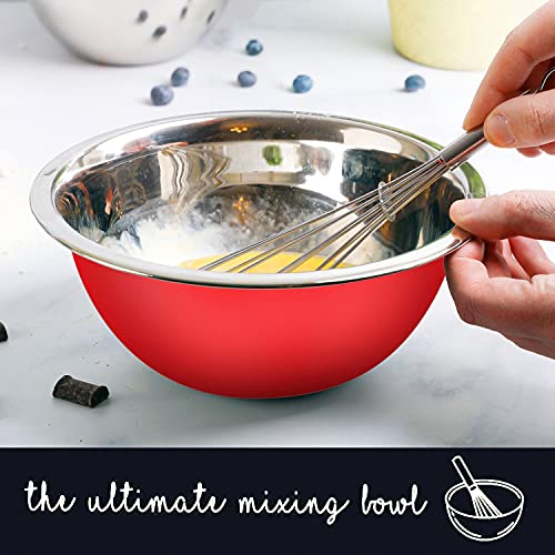 Stainless Steel Mixing Bowls Set, 5-Piece Meal Prep & Food Storage | .75, 1.5, 3, 4 & 5 Quart Metal Mixing Bowls Set for Prep, Serving, Baking & Food Storage, Ecofriendly, Dishwasher Safe, Red - color: Red