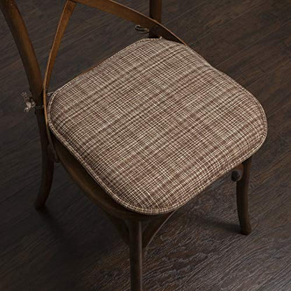 Sweet Home Collection Chair Cushion Memory Foam Pads with Ties Honeycomb Pattern Slip Non Skid Rubber Back Rounded Square 16" x 16" Seat Cover, 12 Pack, Aria Dark Brown 4 Pack - color: Aria Dark Brown, size: 12 Count (Pack of 1)