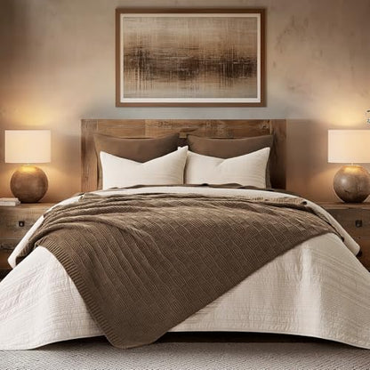 EVERGRACEHOME Modern Checkered Chenille Throw Blanket, 50x60, Camel Brown | Lightweight Warmth, All-Season Breathability, OEKO-TEX certified, Timeless Grid Pattern, Farmhouse Throw for Couch, Bed, Sofa - color: Camel Brown, size: 50" X 60"