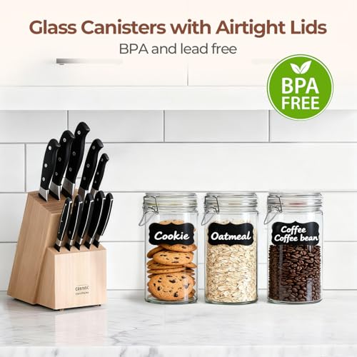 ComSaf Glass Pantry Jars with Airtight Lids 34 oz 3 Pack Coffee Canisters | Flour sugar rice, Sourdough pickling, Pantry organization, Pickling fermenting, Sourdough starter, Cabinet organization - size: 34oz*3