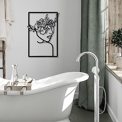 CHENGU 3 Pieces Metal Minimalist Abstract Woman Wall Art Line Drawing Wall Art Decor Single Line Female Home Hanging for Kitchen Bathroom Living Room - style: Classic