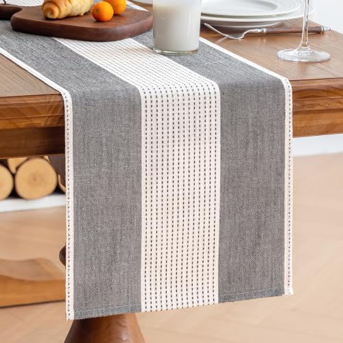 Line Macrame Table Runner, Black Table Runners 60 Inches Long | Delicate Splicing Design, Farmhouse Rustic Minimalist Boho Table Runner for Table Cloth, Kitchen Dining Living Room Decor - color: Black, size: 13"x60"