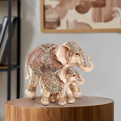 Elephant Statues for Home Decoration, Mom and Baby Elephant Decor for Living Room, Shelf, Good Luck,Family, Elephants Figurine, Gifts for Mother Women Grandma Birthday Holiday Celebrations