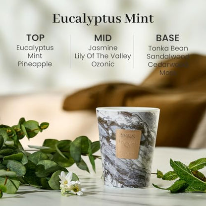 M&SENSE Eucalyptus Mint Scented Soy Candle, 3 Wick Highly Scented 14.1 Oz 75H, Aromatherapy Christmas Gift for Women and Men - color: EucalyptusMint, size: Medium